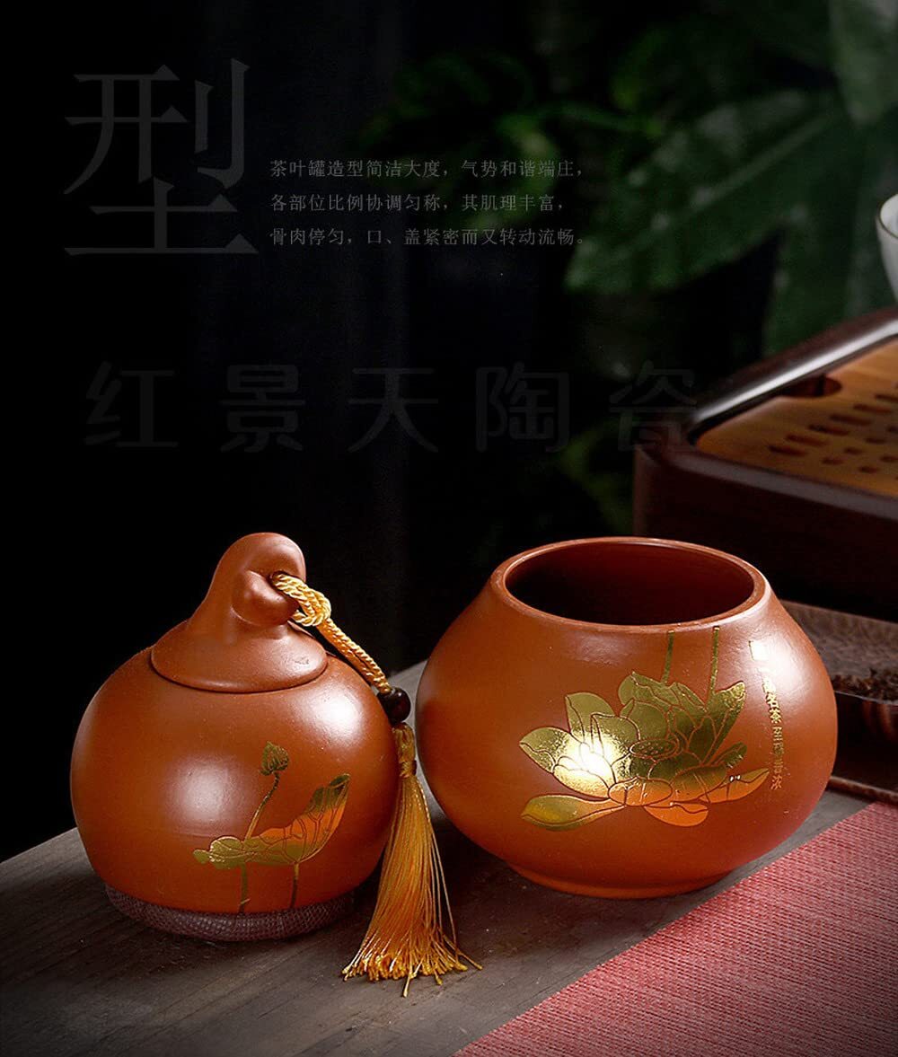 16.8cm Gourd Tea Cans Sealed Purple Sand Jar Storage Tea Caddy Decorations