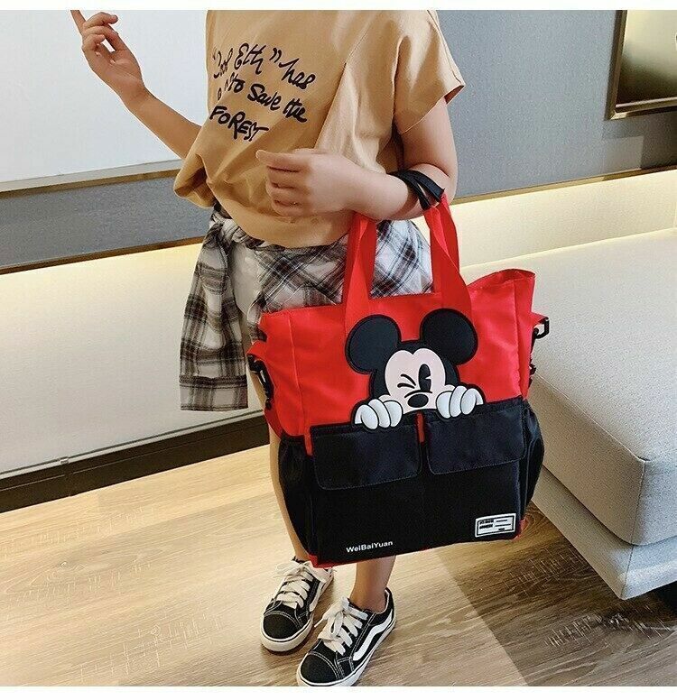 Disney Mickey Mouse Tote Bag Women Messenger bag Red Canvas Large Shoulder Bag