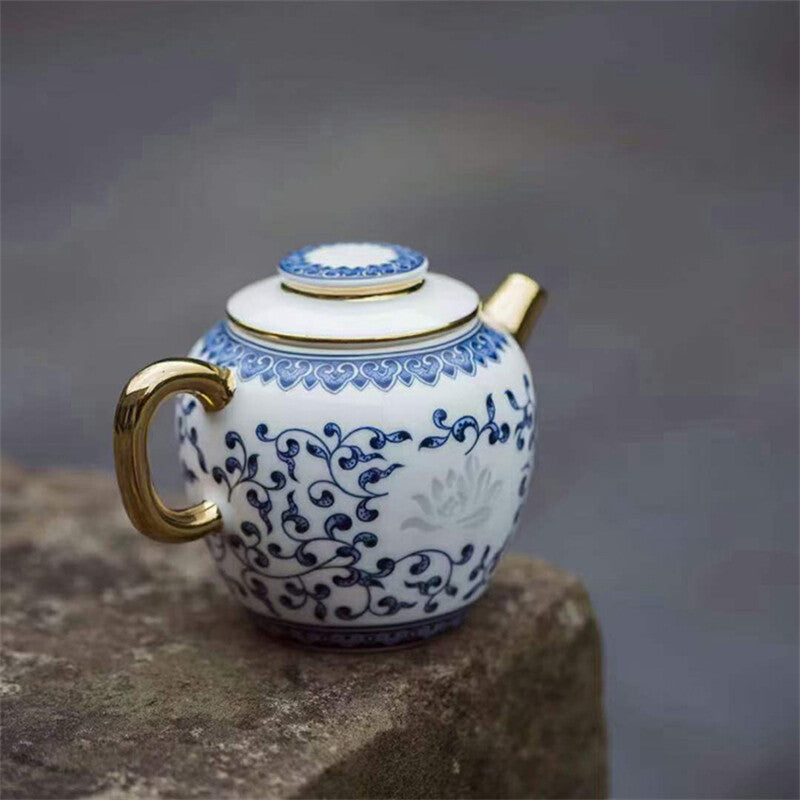 Jingdezhen Craft Tea Pot Handmade Tea Cup Chinese Blue-and-white Porcelain Pot