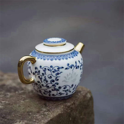 Jingdezhen Craft Tea Pot Handmade Tea Cup Chinese Blue-and-white Porcelain Pot