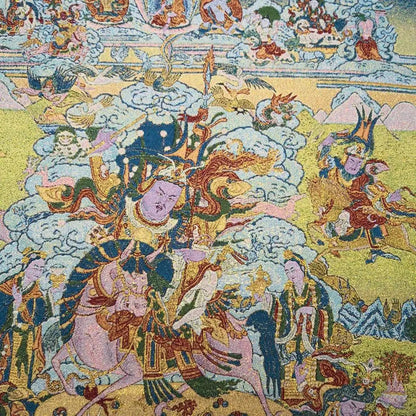 Buddhism Embroidery brocade Nepal King Gesar statue Tibetan hero Buddha Thangka