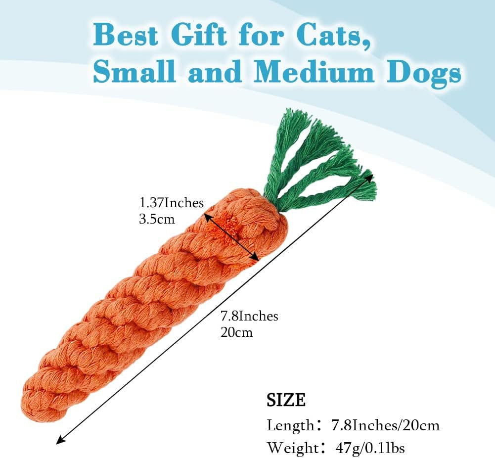 5x Dog Toys Braided Carrot Cotton Rope Puppy Cleaning Teeth Chew Bite Resistant