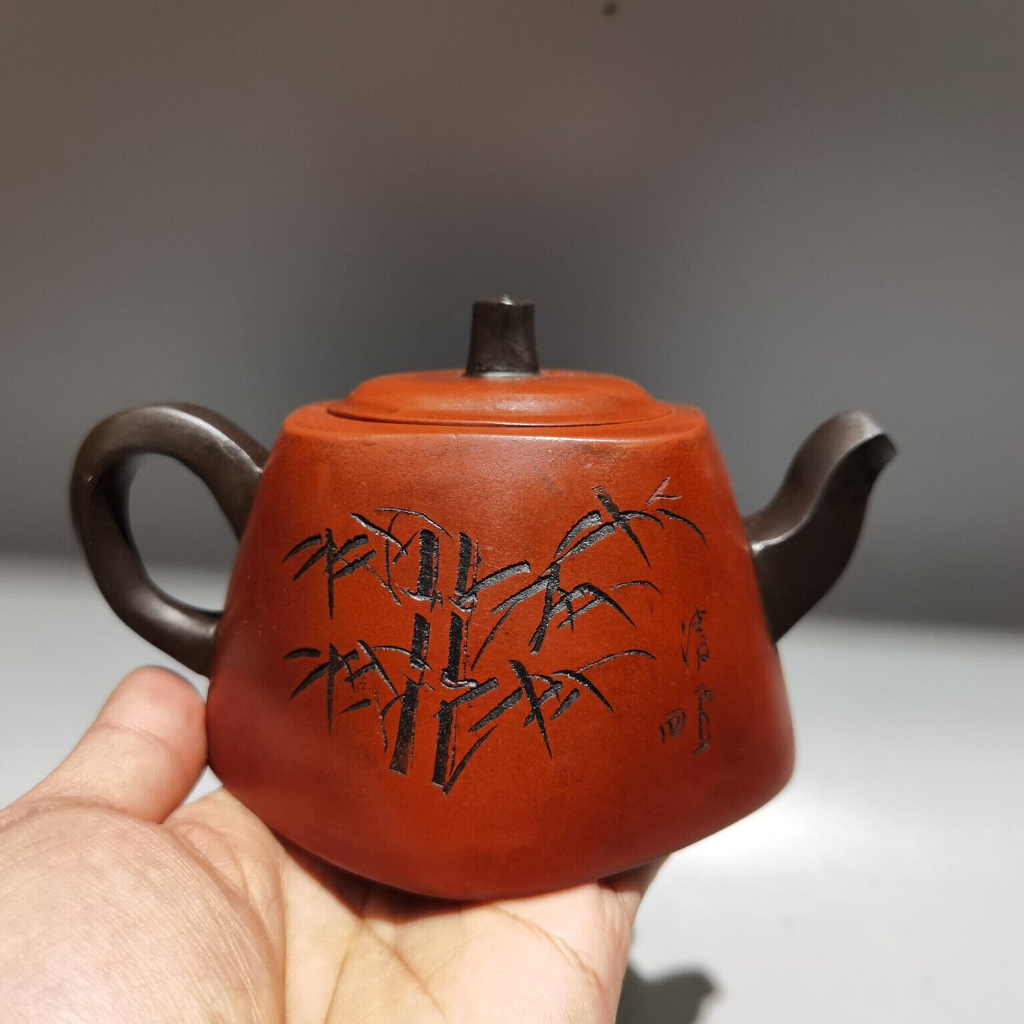 Chinese Yixing Zisha Clay Handmade Exquisite Teapot （四方竹韵 低款：顾景舟 )