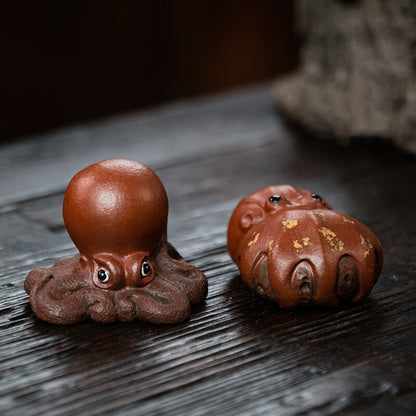 Octopus Statue Handmade Craft Yixing Zisha Tea Pet For Fishbowl Decoration Small