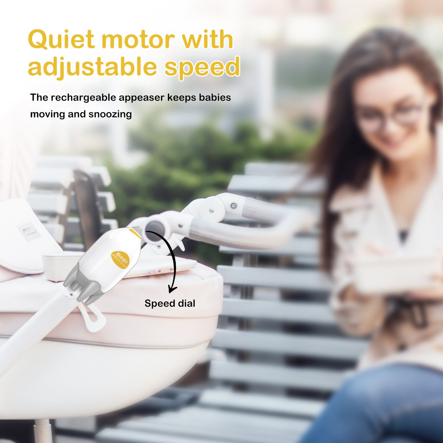 Gentle Vibrating Baby Stroller Rocker - Rechargeable Sleep Aid Soother Xmas Gift