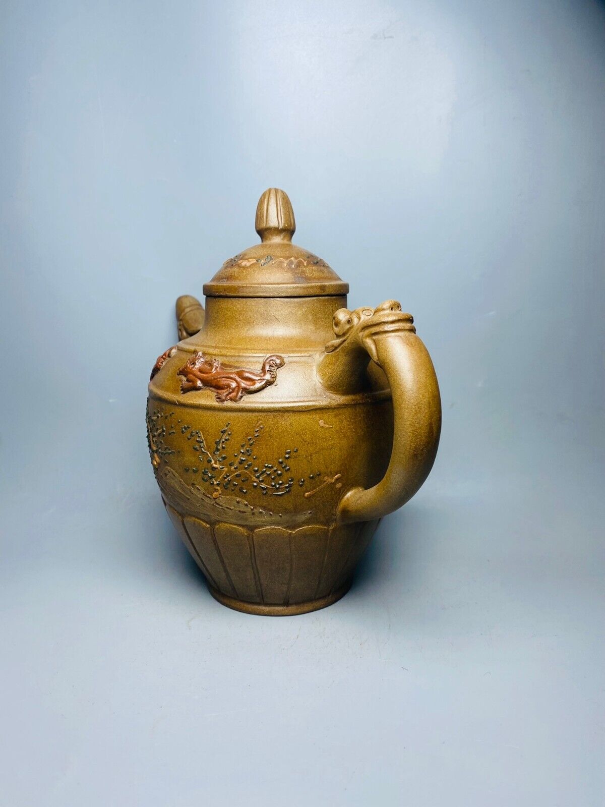 Chinese Yixing Zisha Clay Handmade Exquisite Teapot （龙凤 底款：陈鸣远）