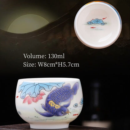 Porcelain Tea Cup Fat Mutton Jade Ceramic Master Cup 100ml / 130ml Personal Cups