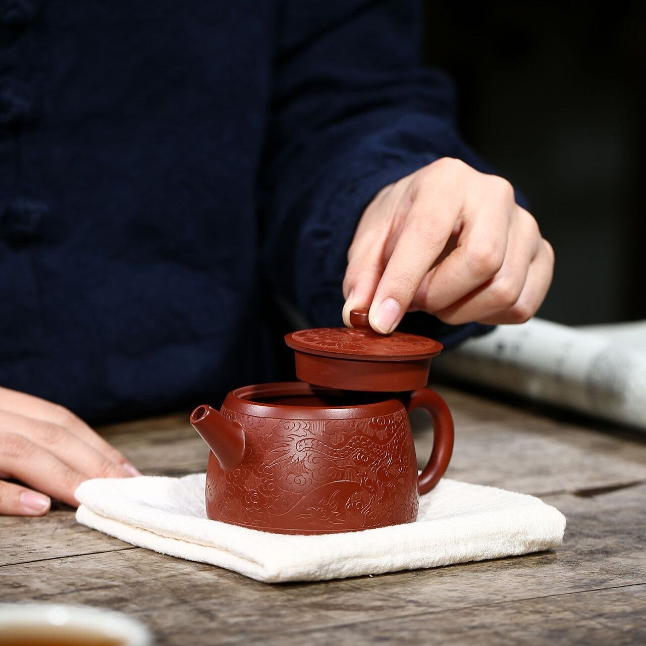 6.8oz Tea Pot Real Yixing Zisha Dahongpao Clay Handmade Pot Dragon Jinglan Pot