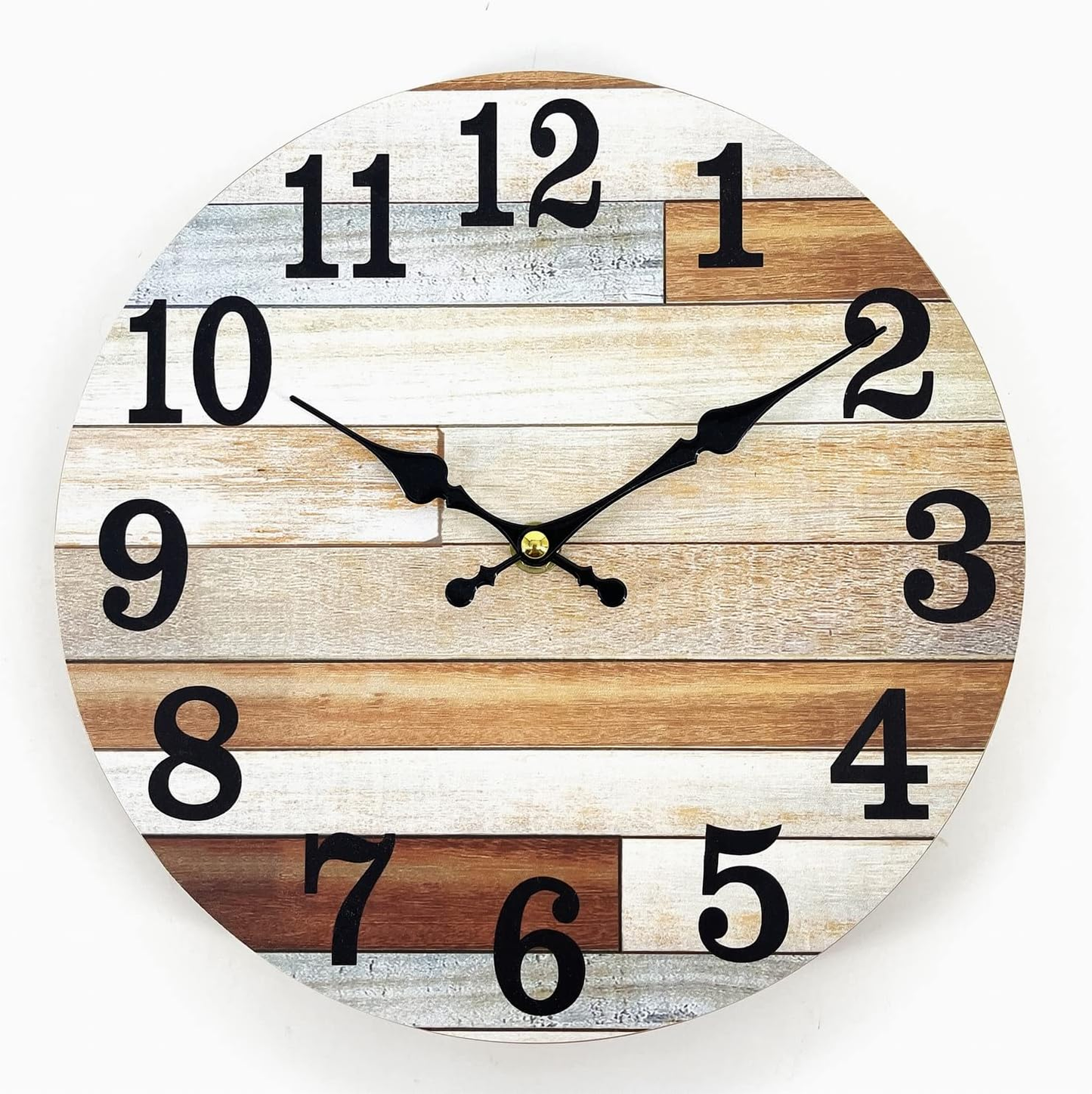 Rustic Wooden Wall Clock Analog Round Home Decoration Kitchen Wall Mount Retro