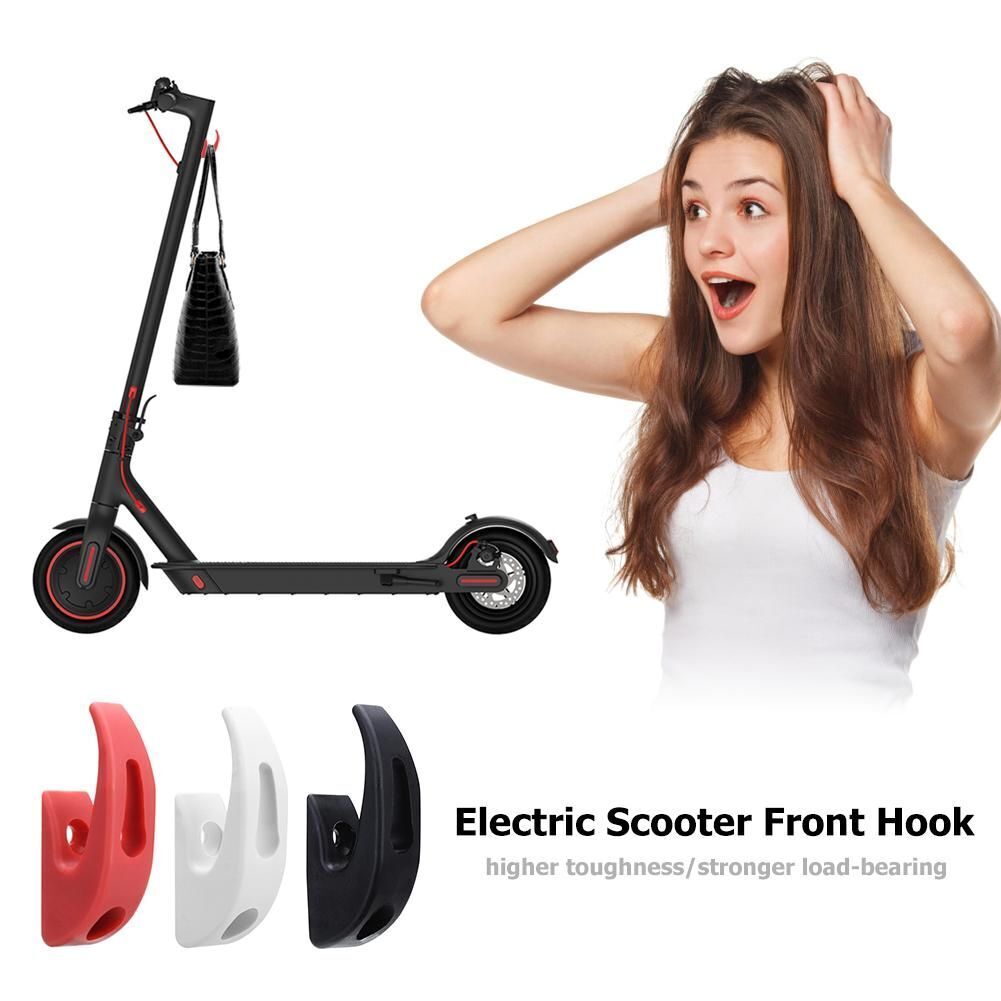 Portable Nylon Electric Scooter Front Hook Hanger Helmet Storage Bags Grip Red