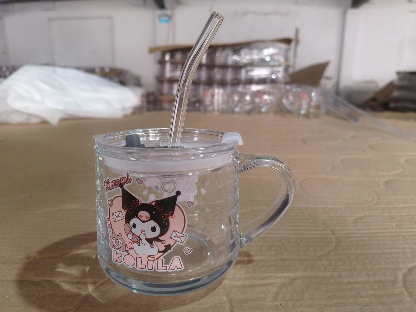 Kuromi Big Belly Straw Water Cup Milk Juice Drink Water Cup Cute Cartoon