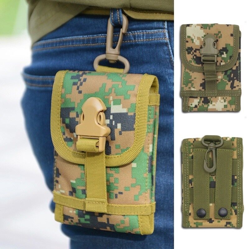 Metal Detector Camo Bag Waist Pack Hook Loop Belt Pouch Military Outdoor Sports