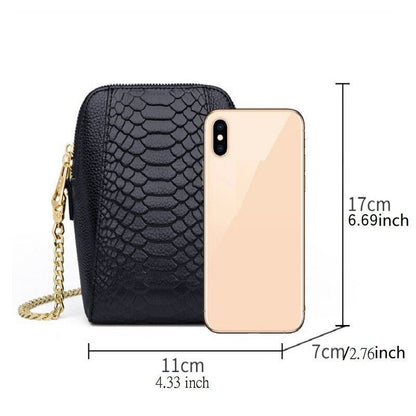 Mini Bag Genuine Leather Serpentine Pattern Bag Crossbody Purse 11*7*17CM 1Strap