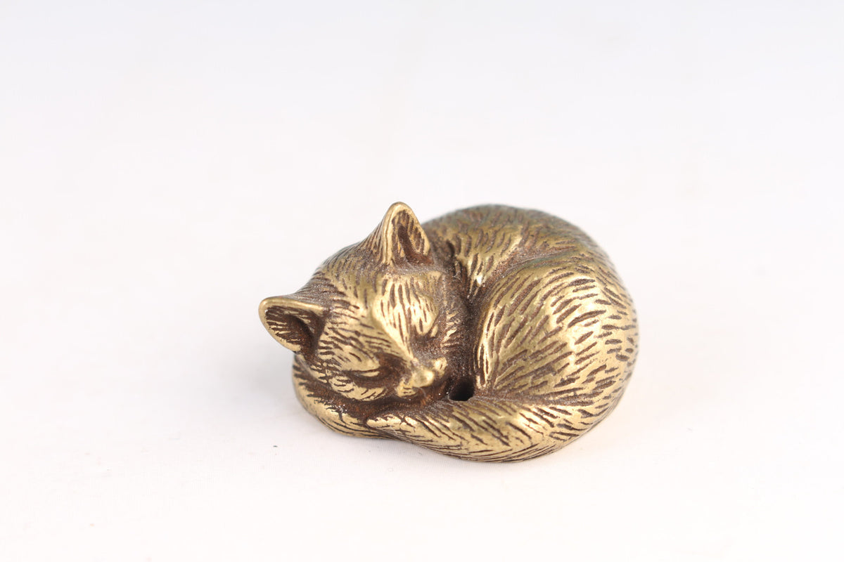 Mini Chinese bronze handmade fortune cat statue tea pet collection netsuke