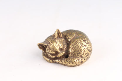 Mini Chinese bronze handmade fortune cat statue tea pet collection netsuke