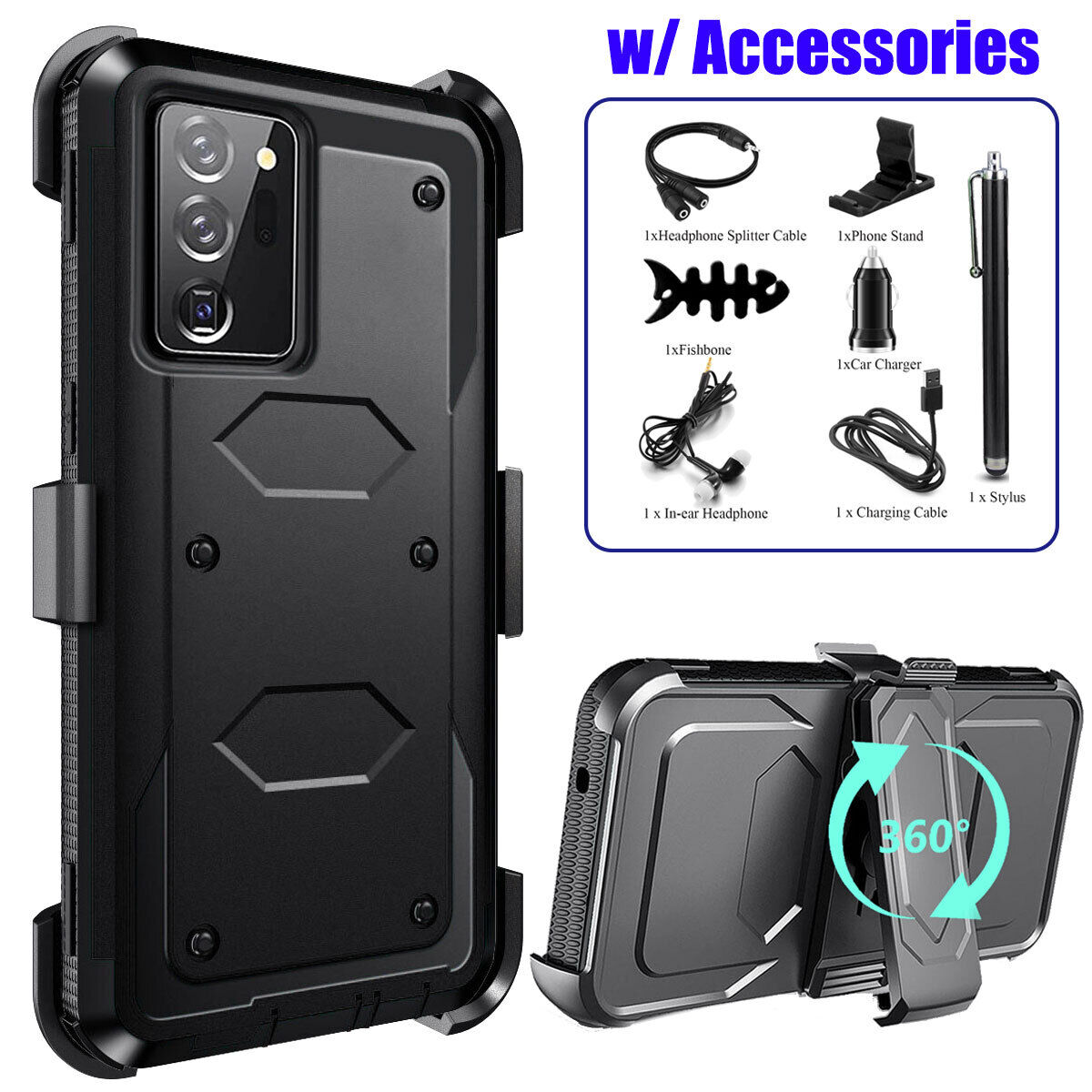 For Samsung Galaxy Note 20 Ultra Heavy Duty Clip Holder Case Cover, / Accessory