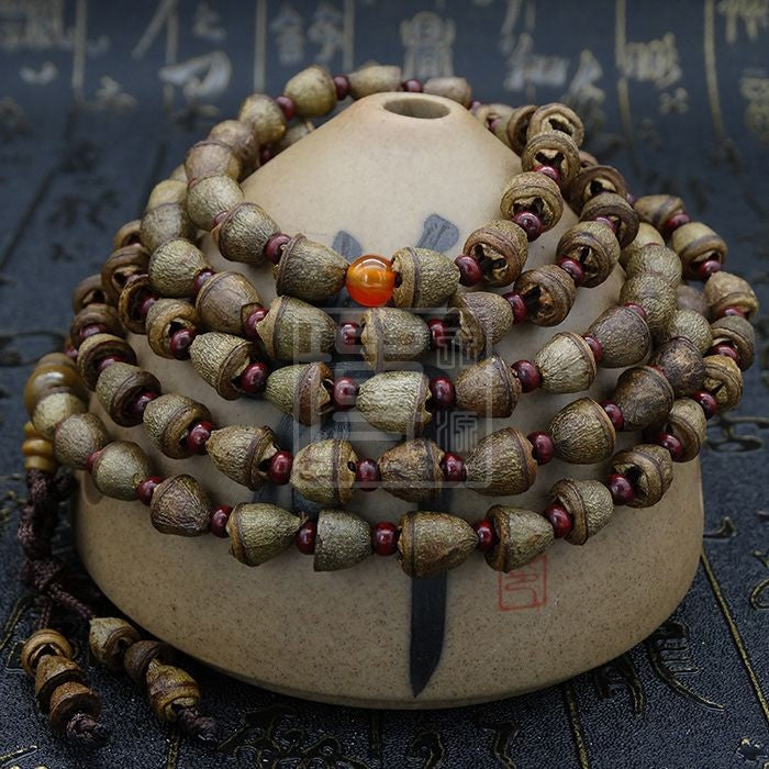 Natural Small Golden Bell Bodhi 8mm 108 Beads Mala Bracelet