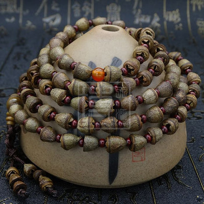 Natural Small Golden Bell Bodhi 8mm 108 Beads Mala Bracelet