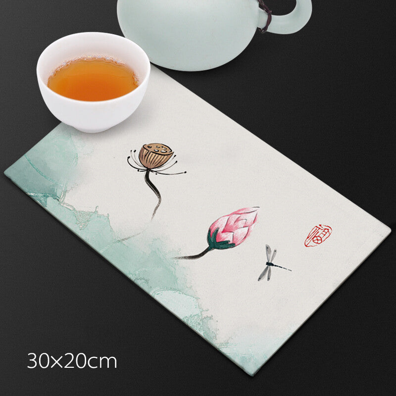 Velvet Fiber Tea Towel Water Absorbent Towel For Tea Set Pot Zen Style Lotus New