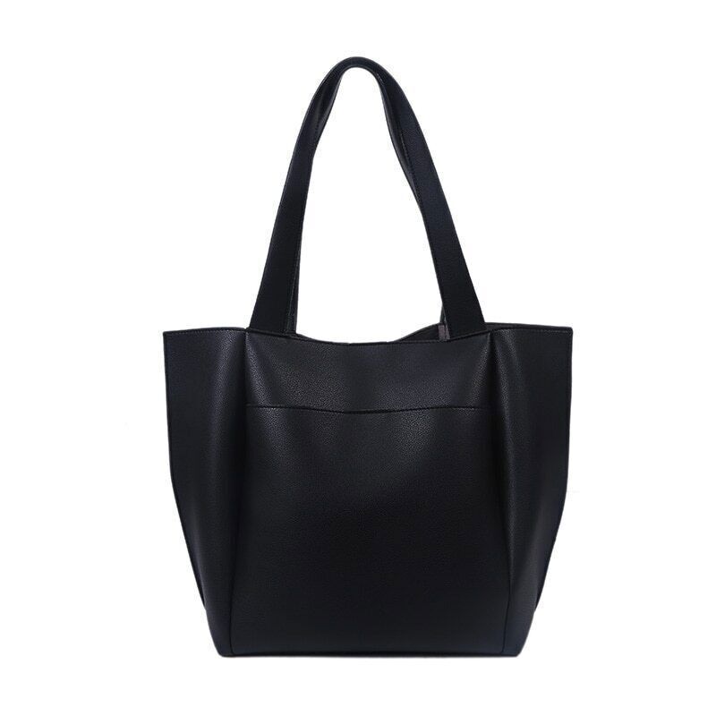 Leather Woman Tote Shopper Handbags Single Shoulder Bag with Outer Pocket