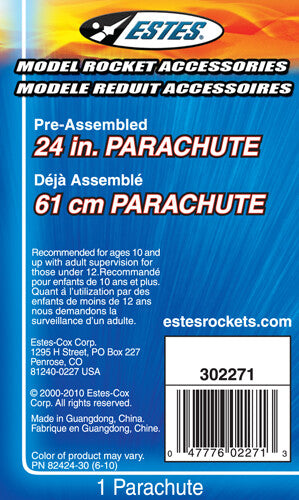 Estes 24 Inch Parachute for Model Rockets, Part Number 2271