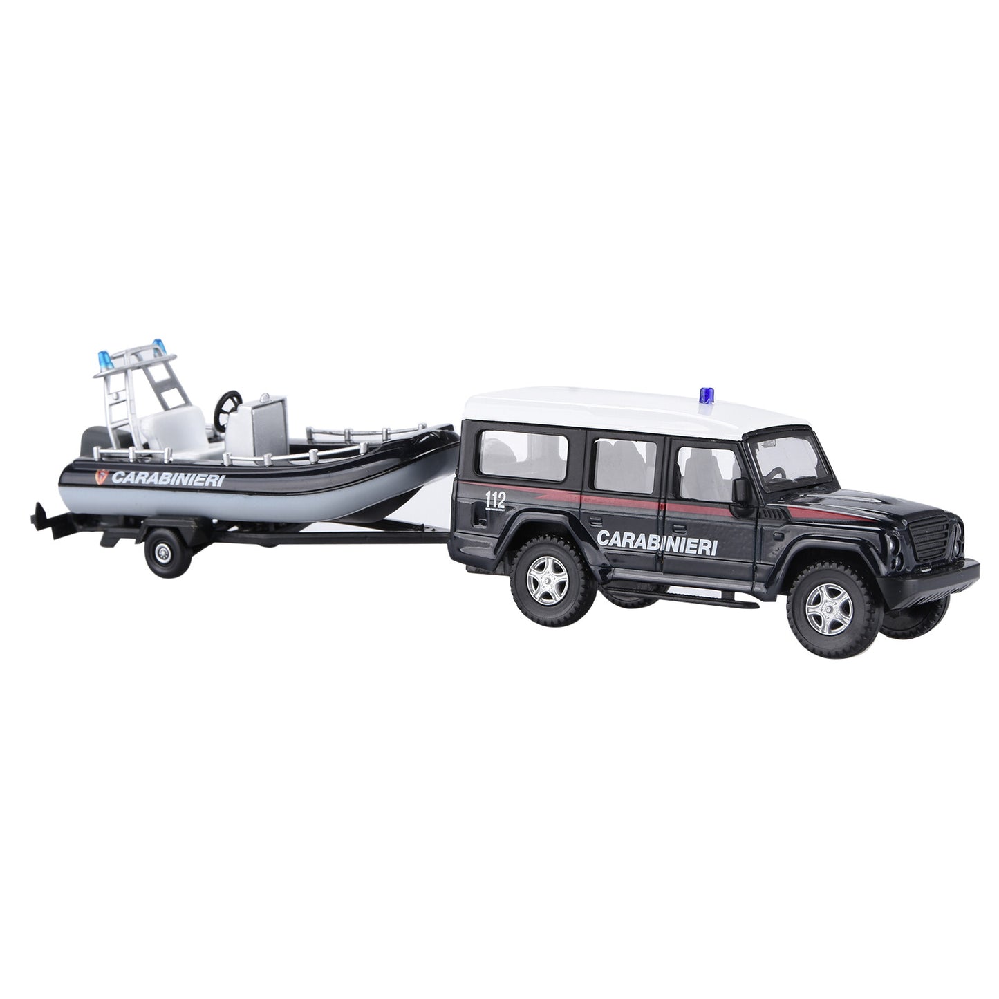 1/43 Coast Guard Police Fire Truck Speedboat Trailer Alloy Model Toy For Kid