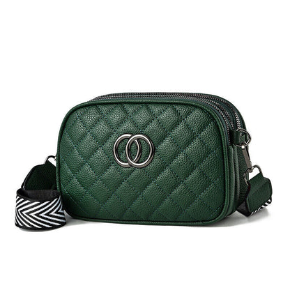 Fashion Shoulder Bag with Three Zippers Shoulder Strap Small Square Bag Women