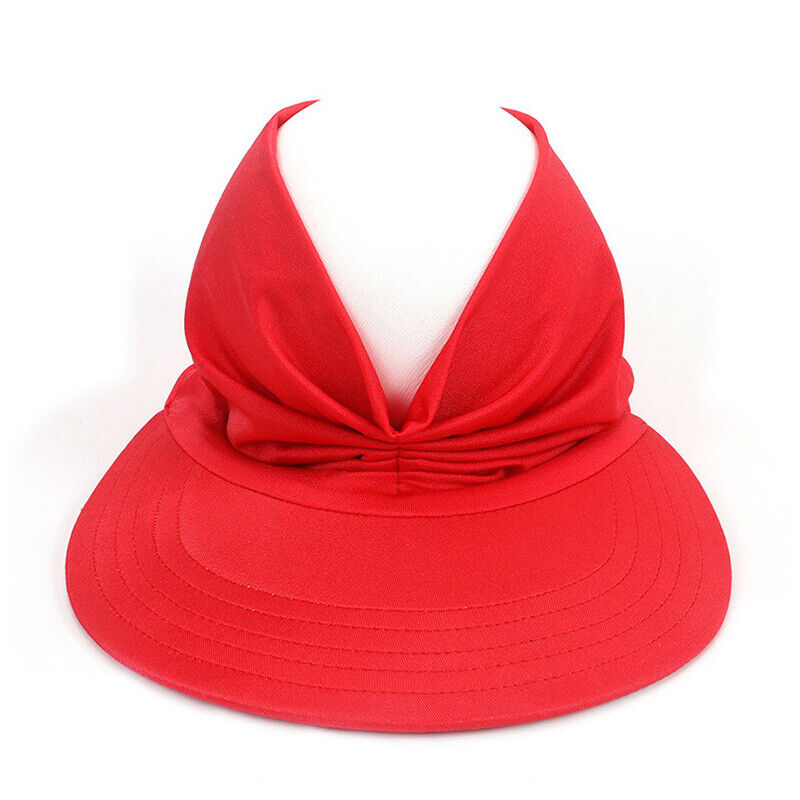 Women Turban Sun Visor Hat Cap Sports Wide Brim Stretchable Golf Hijab Ponytail