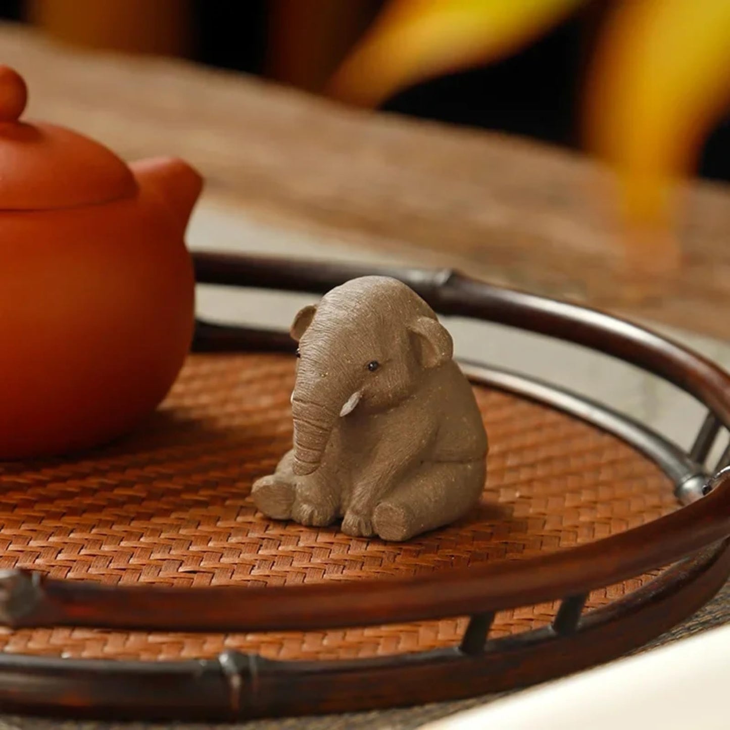 Chinese Tea Pet Kung Fu Clay Elephant 5.3cm Tea Table Ornaments Tea Ceremony