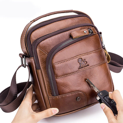 100% Genuine Leather Men's Sling Shoulder Bag Vintage Crossbody Bag Handbag