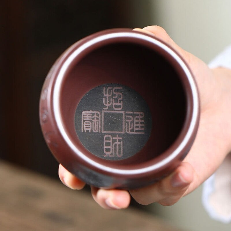 Full Handmade Tea Cup House Bridge Carved Real Yixing Zisha Qingshui Clay Cup