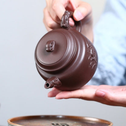 Sold At A Loss Real Yixing Zisha Purple Clay Tea Pot Handmade Carved Dezhong Pot