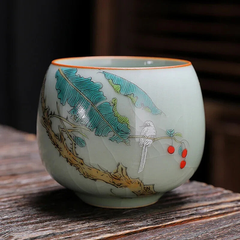 1pc Tea Accessories Kiln Restoring Ancient Ways Celadon Teacup Porcelain Chinese