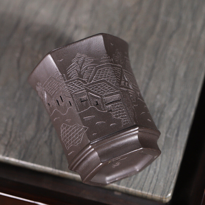 One Cup Real Yixing Zisha Tea Cup 100ml Hand Carved Pattern At Random Master Cup