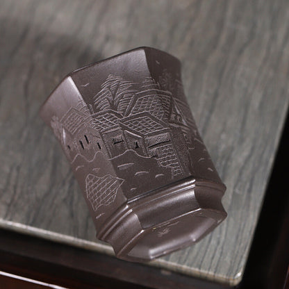 One Cup Real Yixing Zisha Tea Cup 100ml Hand Carved Pattern At Random Master Cup