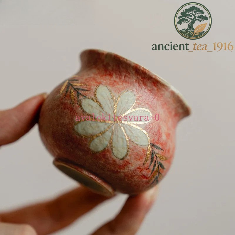 75ml Handpainted Pomegranate Flower Teacup Kungfu Tea Bowl Tea-tasting Cup