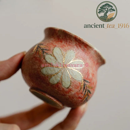 75ml Handpainted Pomegranate Flower Teacup Kungfu Tea Bowl Tea-tasting Cup