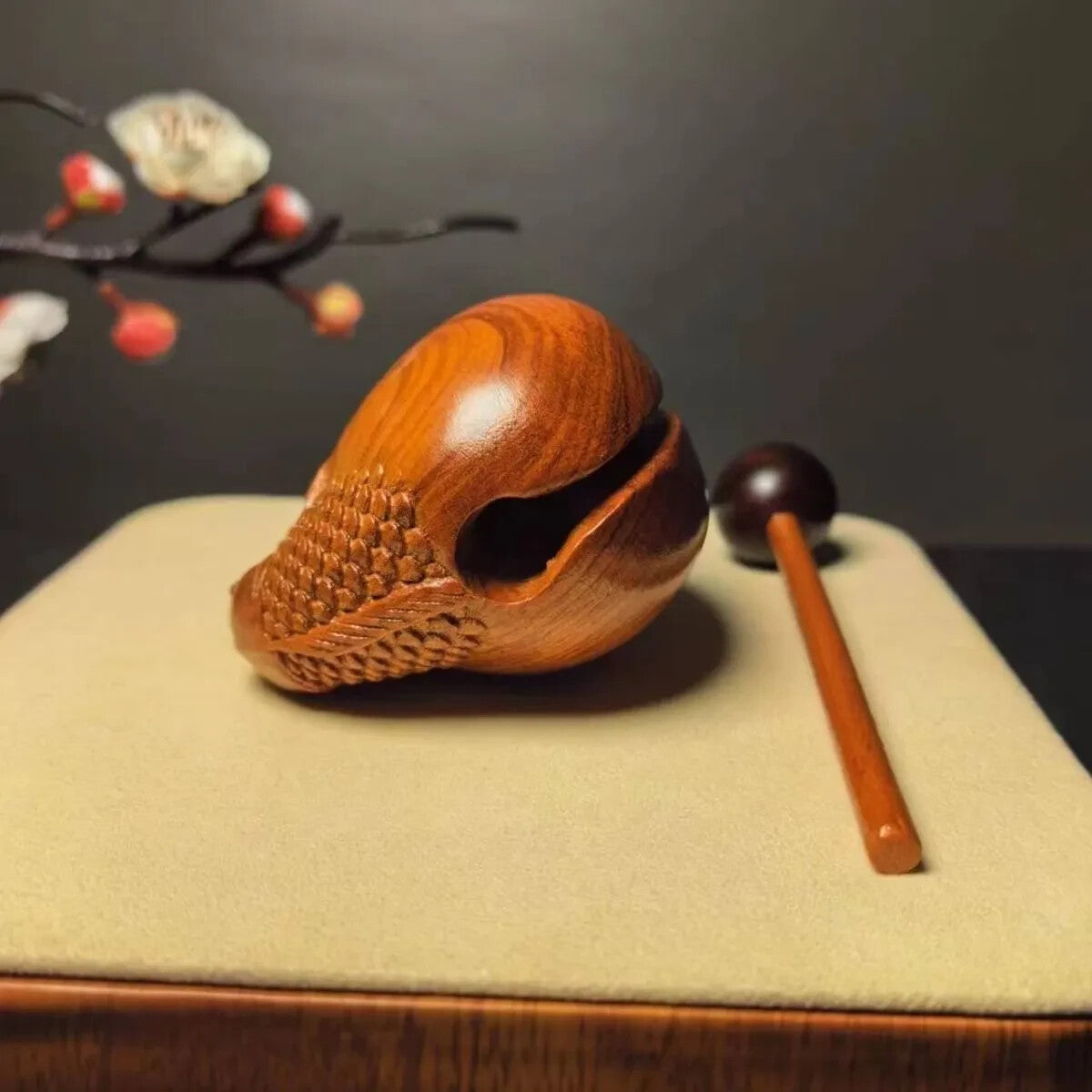 2.3" Buddhist Instrument Monk Wooden Muyu Mokugyo Temple Blessing Block Zen Drum