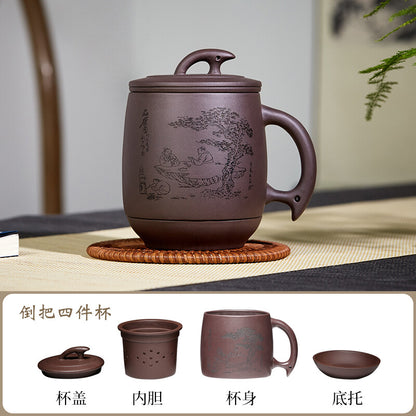 Yixing Purple Clay Tea Cup Original Ore Purple Clay Tea Cup Cup Lid Tea Jar