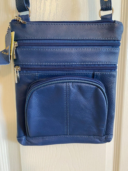 14 COLORS - Roma Leathers 6 Compartment 100% CROSSBODY LEATHER BAG 9.5" X 7.5"