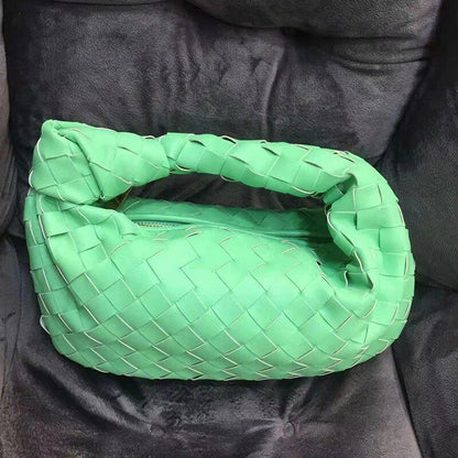 Cow Split Leather Knot Bag Weave Handmade Sling 27X13X16cm Polyester Accessories