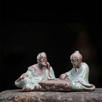Creative Tea Pet Kids Playing With Chess Statue Porcelain Tea Play Home Deco.