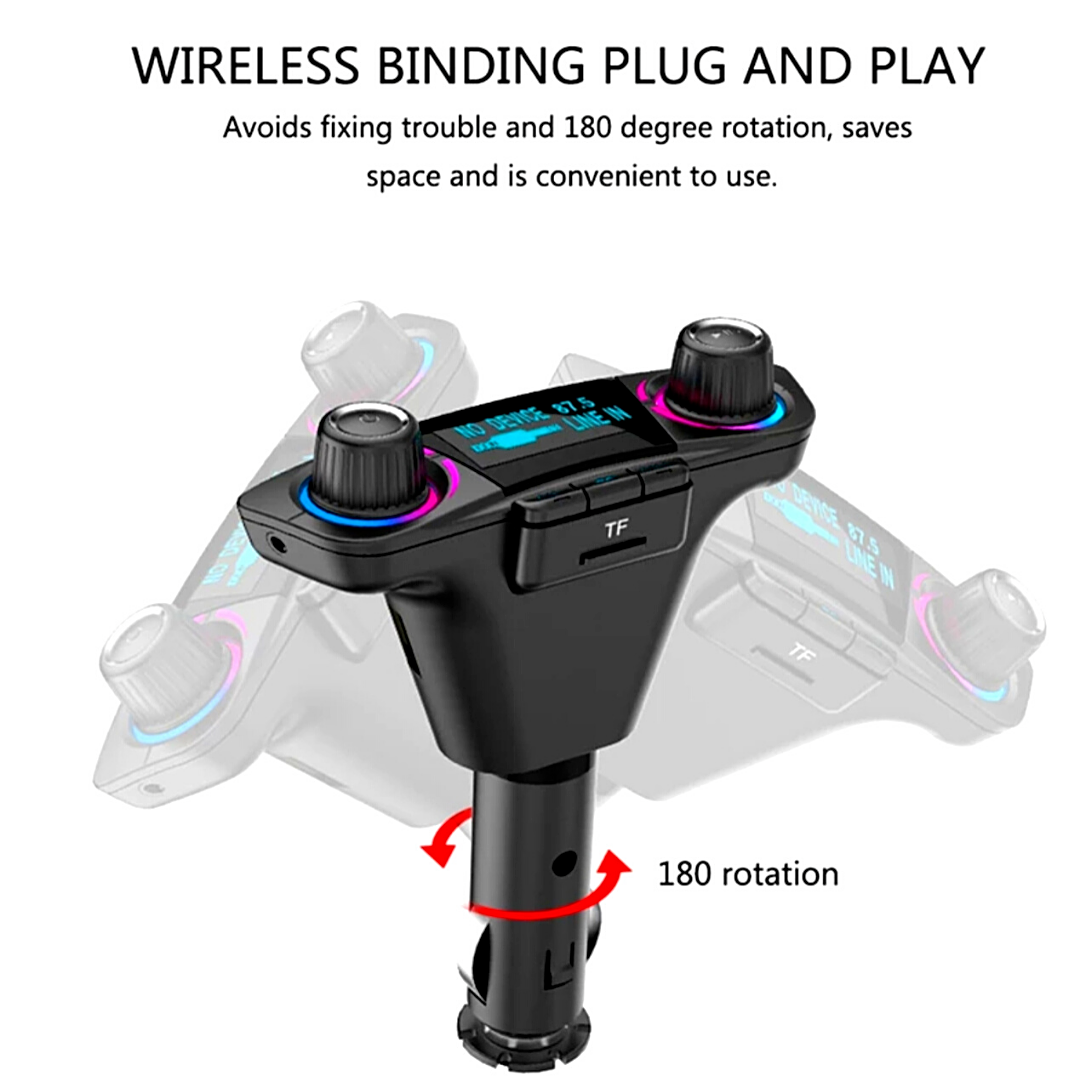 Transmisor Bluetooth FM Para Carro Cargador USB Con Doble Salida Para Automovil