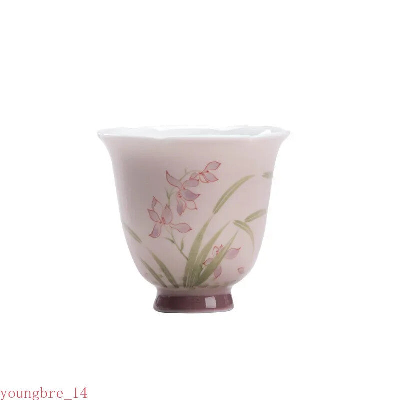 1pc Hand-painted Orchid Chinese Ceramic Teacup Home Exquisite Tea Cup Tea Set