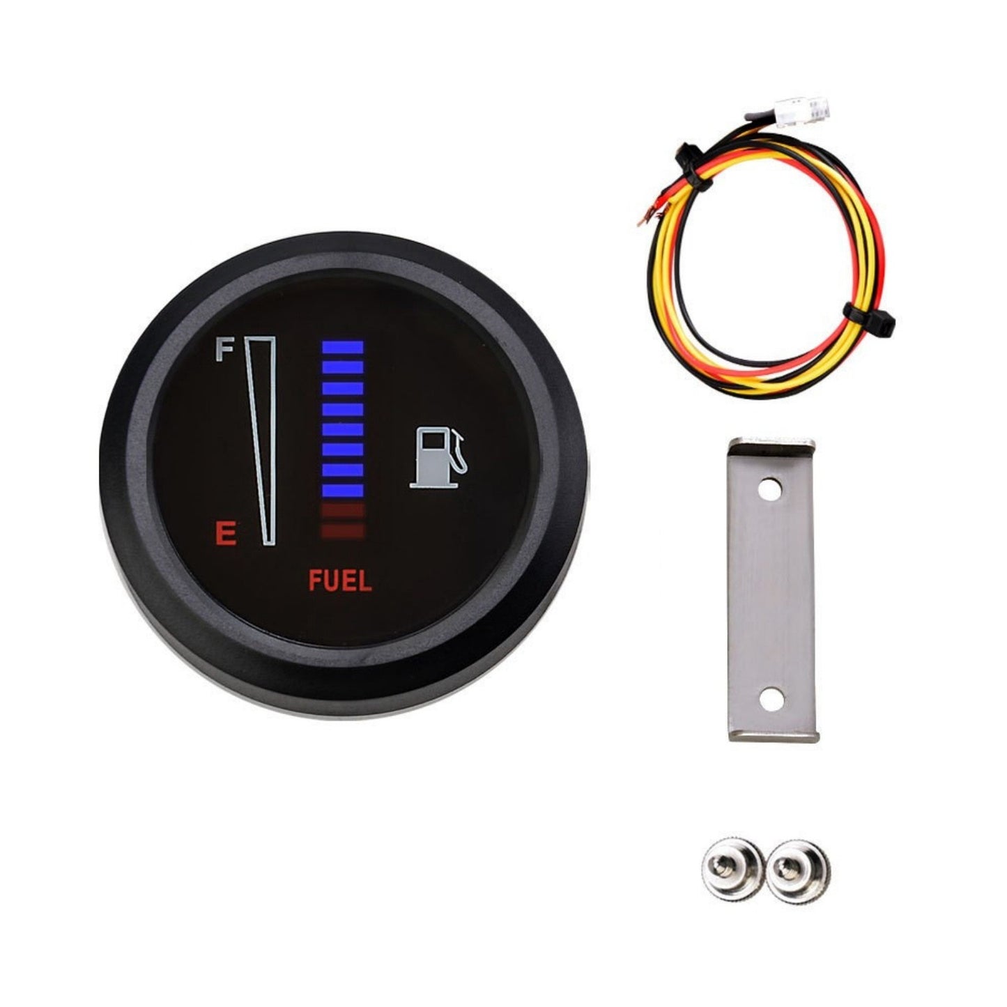 12V/24V Universal Fuel Level Meter 8 Blue 2 Red LED Gauge for Car Oil Tank ABS