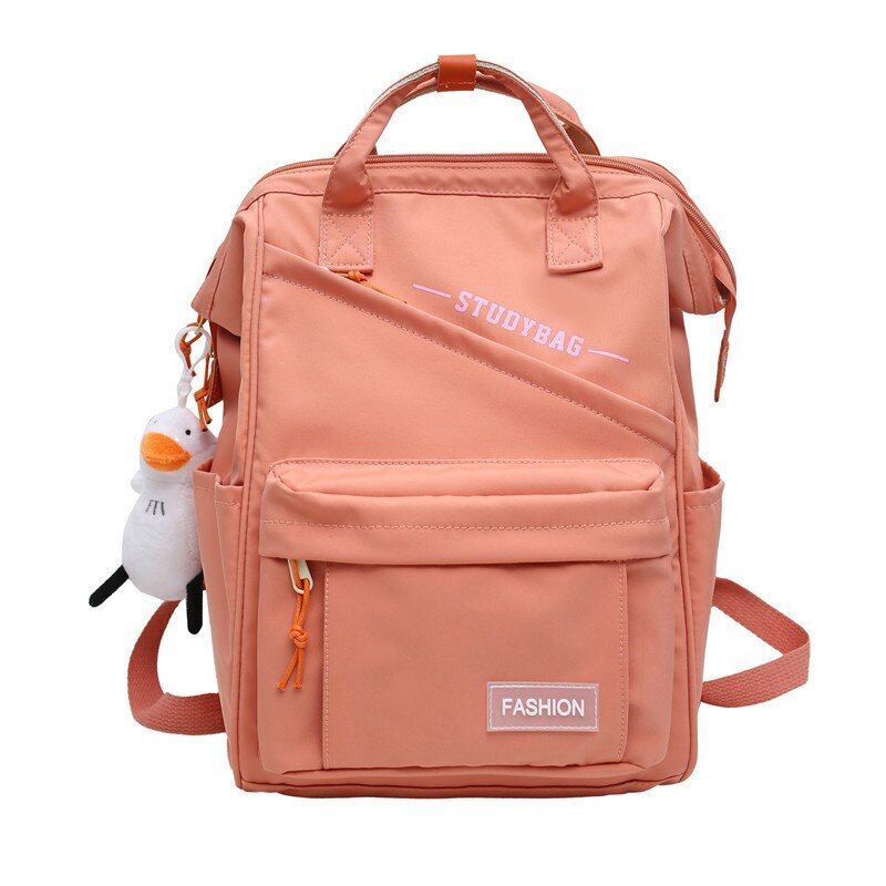 Laptop Waterproof Nylon Bag Traveling Green Backpack Bag College 26*18*40CM Pink