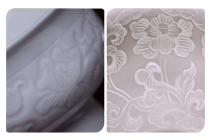 Chinese Tea Cup For Lady Porcelain Kungfu Cup Handmade Floral Relief Boutique