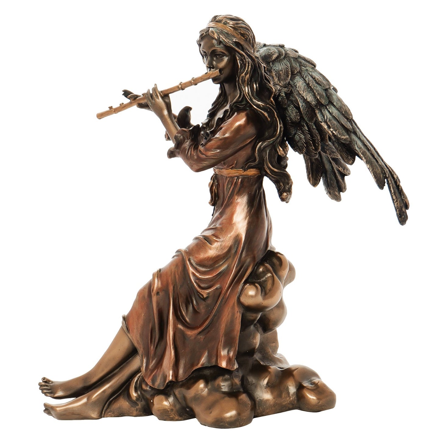 Handcrafted Resin Musical Angel With Flute Sculpture Idol Statue Figurine