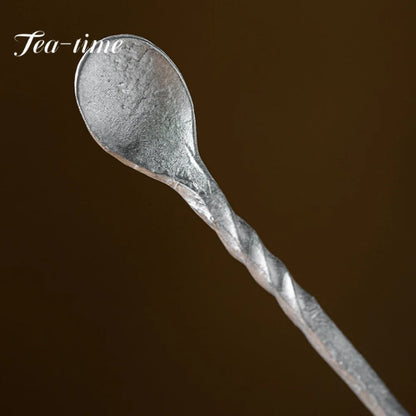 Tin Lotus Petal Tea Scoop Vintage Tea Leaf Holder Tea Boxes Saucer Shovel