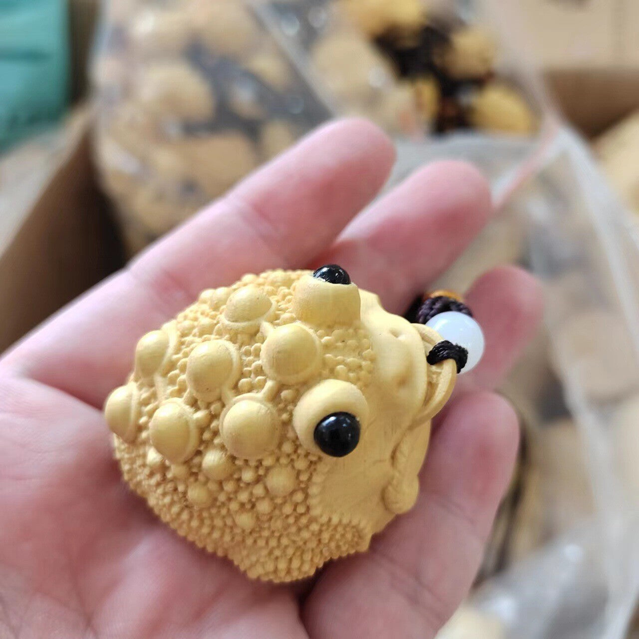 Three Legged Golden Toad Wooden Carving Zhaocai Car Pendant Handicrafts